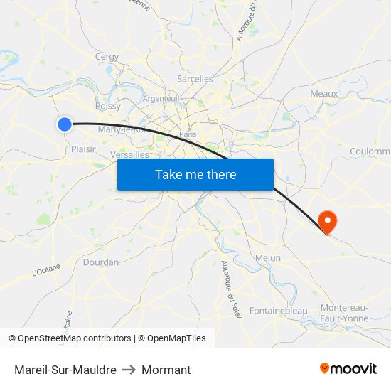 Mareil-Sur-Mauldre to Mormant map