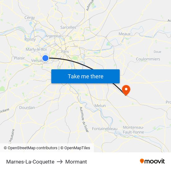 Marnes-La-Coquette to Mormant map