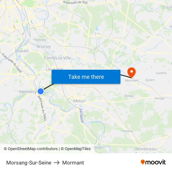 Morsang-Sur-Seine to Mormant map