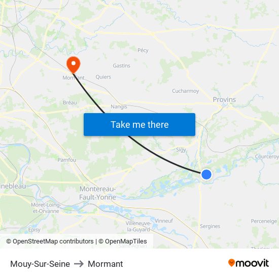 Mouy-Sur-Seine to Mormant map