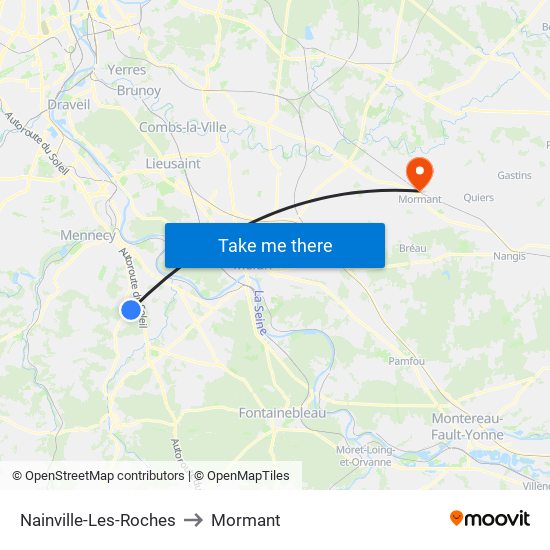 Nainville-Les-Roches to Mormant map