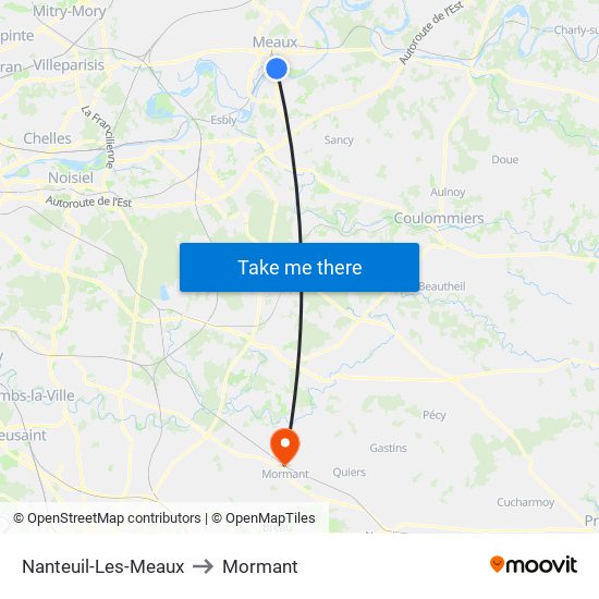 Nanteuil-Les-Meaux to Mormant map