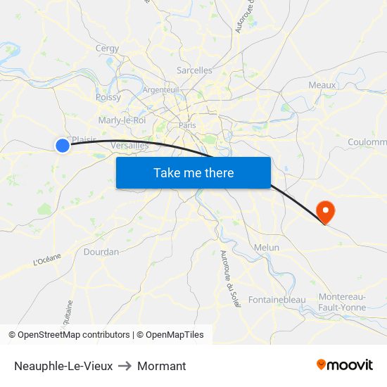 Neauphle-Le-Vieux to Mormant map