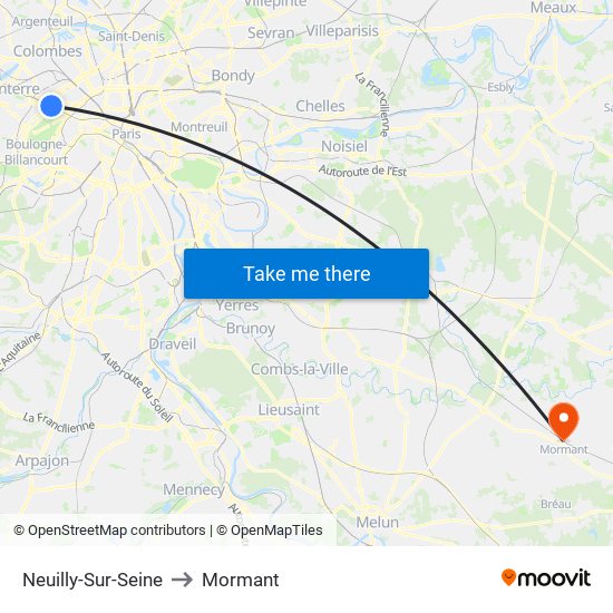 Neuilly-Sur-Seine to Mormant map