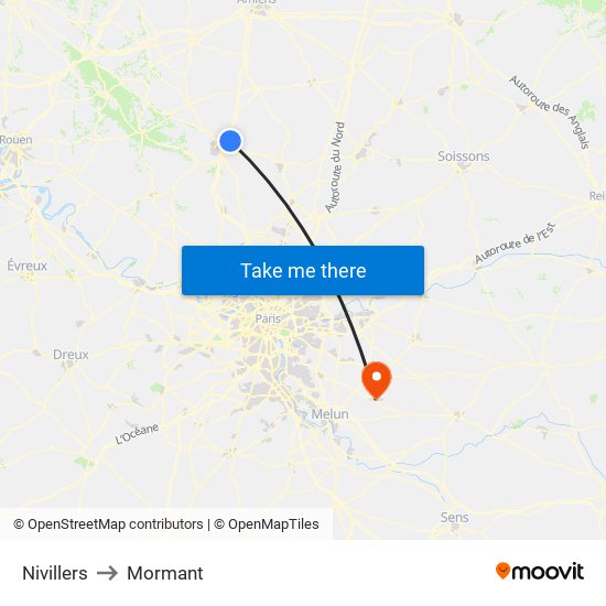 Nivillers to Mormant map