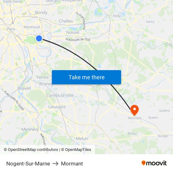 Nogent-Sur-Marne to Mormant map