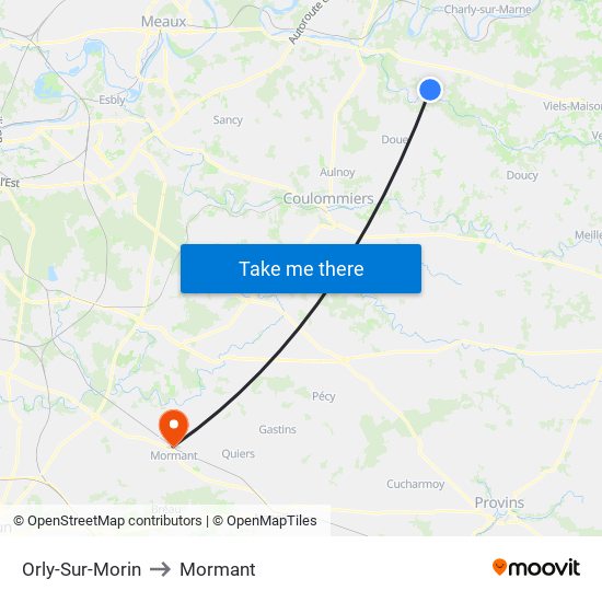 Orly-Sur-Morin to Mormant map