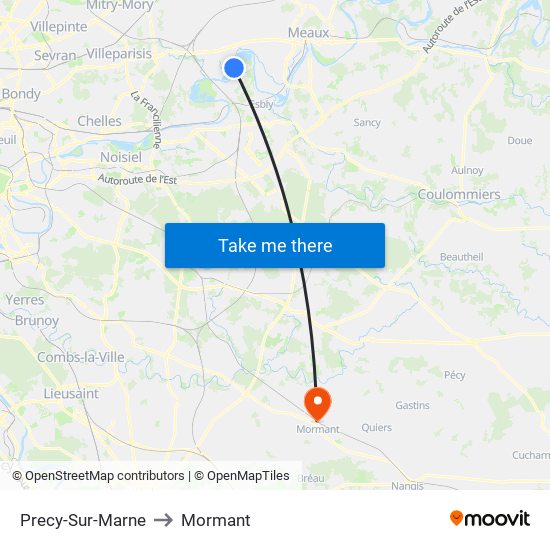 Precy-Sur-Marne to Mormant map