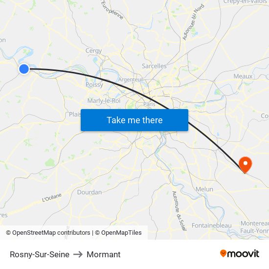 Rosny-Sur-Seine to Mormant map
