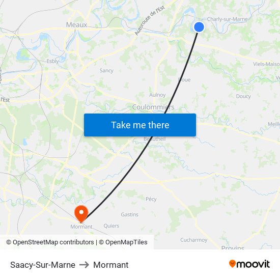 Saacy-Sur-Marne to Mormant map