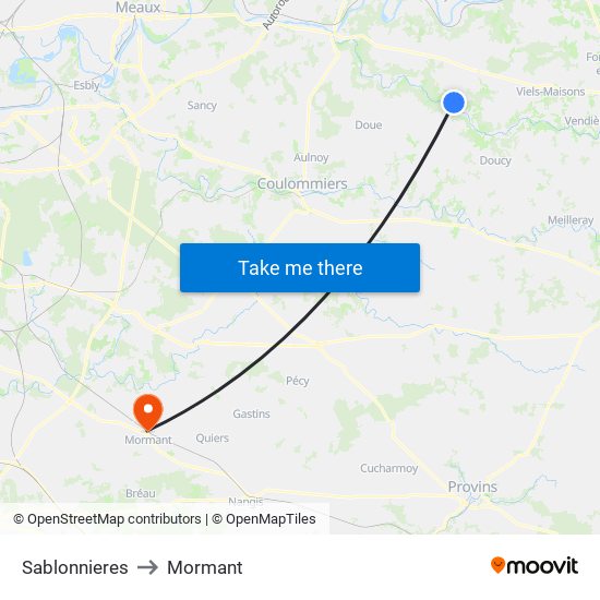 Sablonnieres to Mormant map