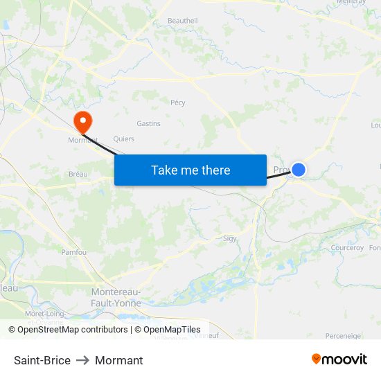 Saint-Brice to Mormant map