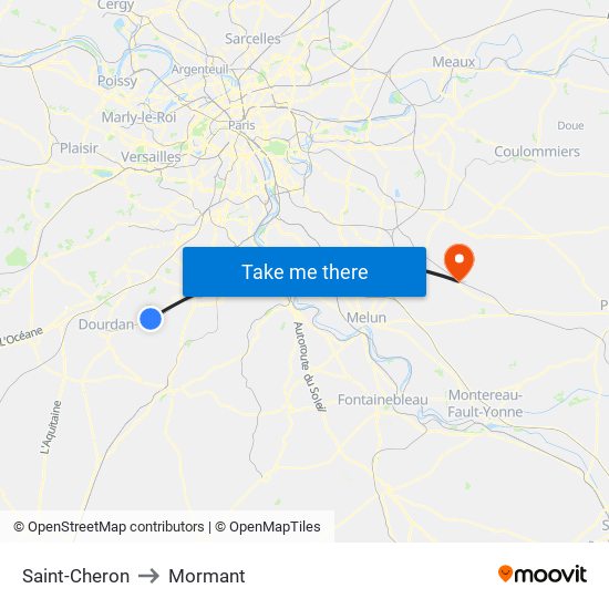 Saint-Cheron to Mormant map