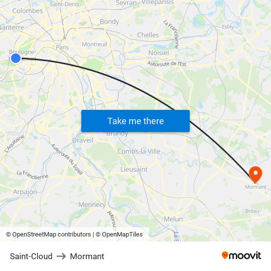 Saint-Cloud to Mormant map