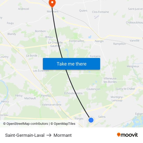 Saint-Germain-Laval to Mormant map