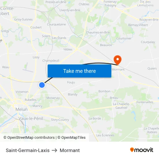 Saint-Germain-Laxis to Mormant map
