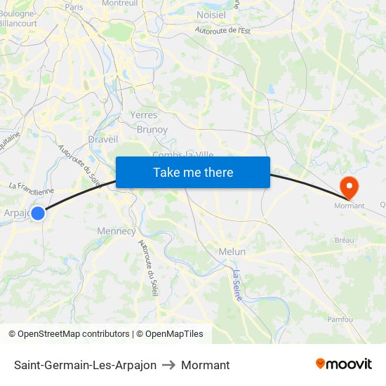 Saint-Germain-Les-Arpajon to Mormant map