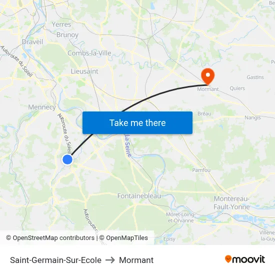 Saint-Germain-Sur-Ecole to Mormant map