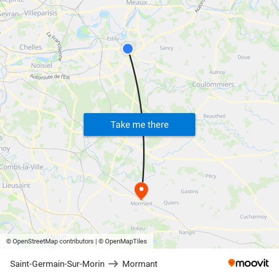 Saint-Germain-Sur-Morin to Mormant map