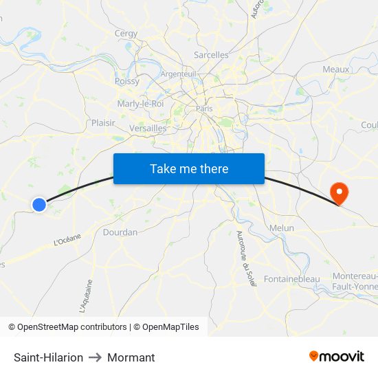 Saint-Hilarion to Mormant map