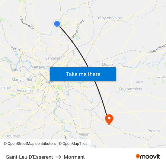 Saint-Leu-D'Esserent to Mormant map