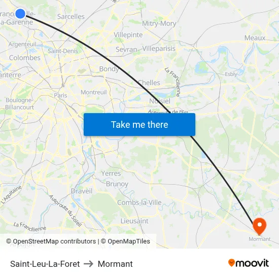 Saint-Leu-La-Foret to Mormant map