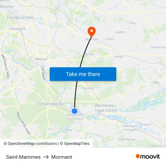 Saint-Mammes to Mormant map