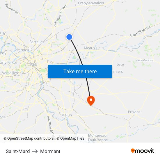 Saint-Mard to Mormant map