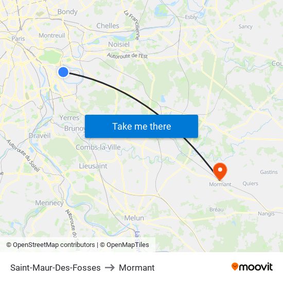 Saint-Maur-Des-Fosses to Mormant map