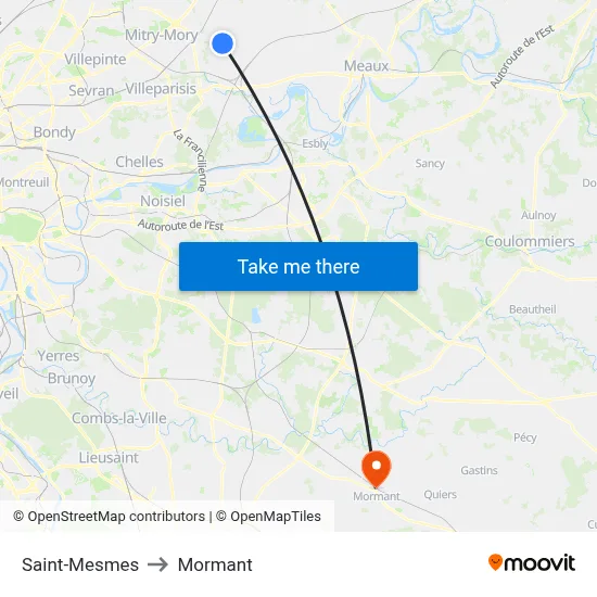 Saint-Mesmes to Mormant map