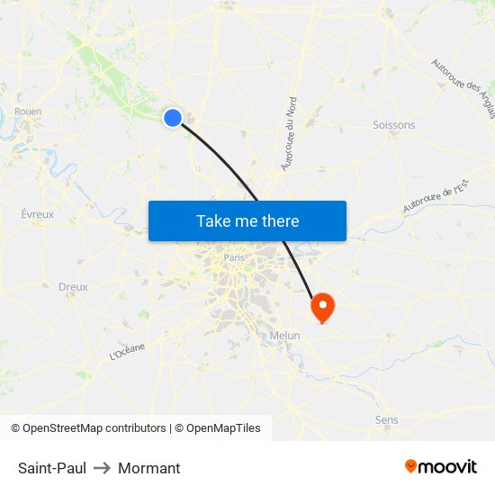 Saint-Paul to Mormant map