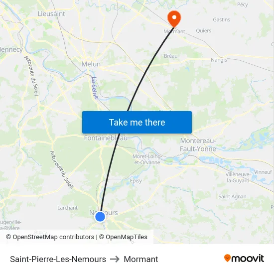 Saint-Pierre-Les-Nemours to Mormant map