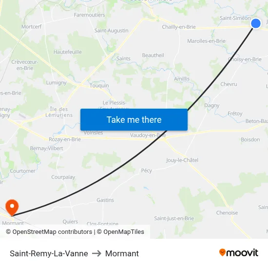 Saint-Remy-La-Vanne to Mormant map