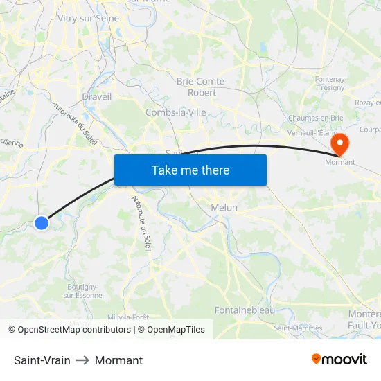 Saint-Vrain to Mormant map