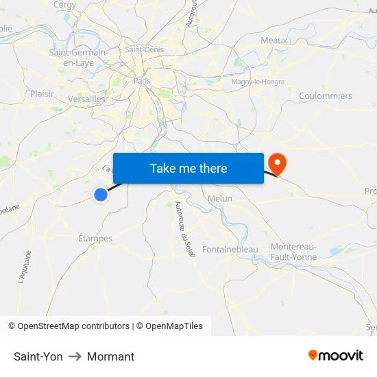 Saint-Yon to Mormant map