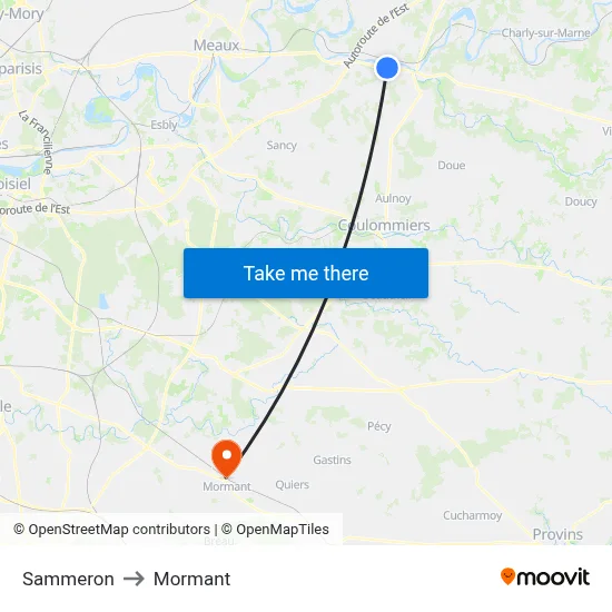 Sammeron to Mormant map