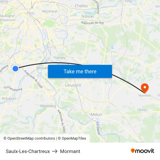 Saulx-Les-Chartreux to Mormant map