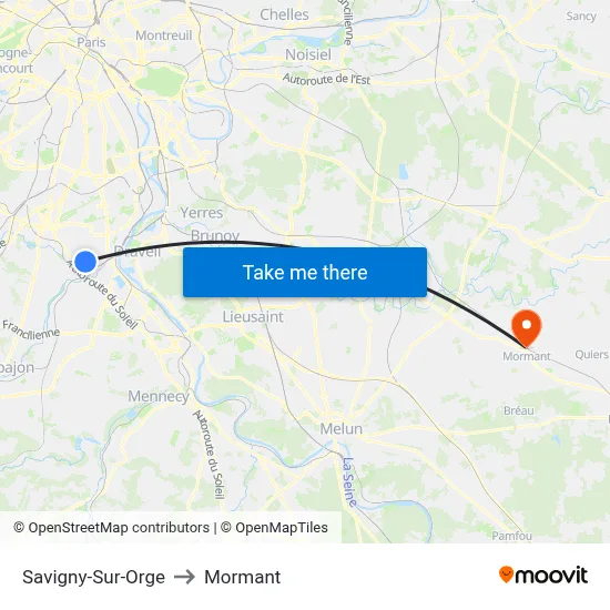 Savigny-Sur-Orge to Mormant map