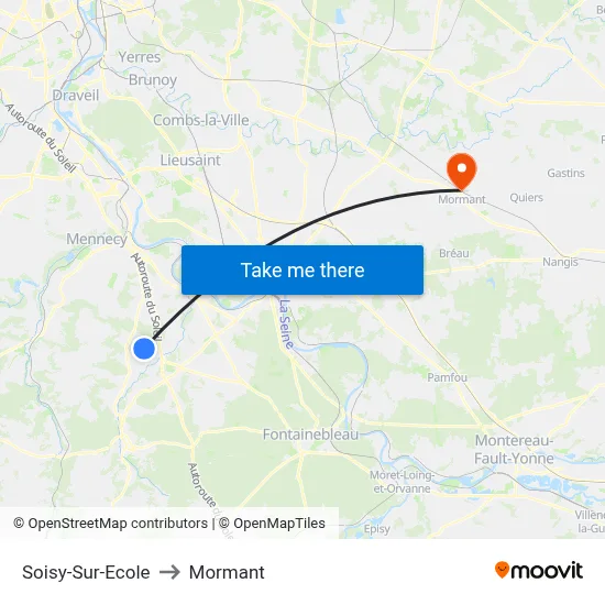Soisy-Sur-Ecole to Mormant map