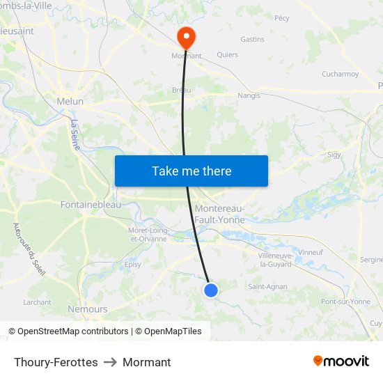 Thoury-Ferottes to Mormant map