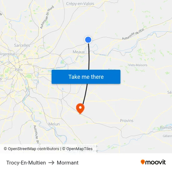 Trocy-En-Multien to Mormant map