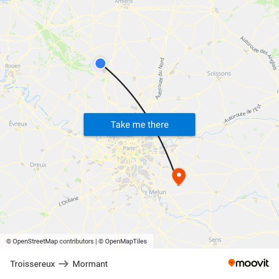 Troissereux to Mormant map