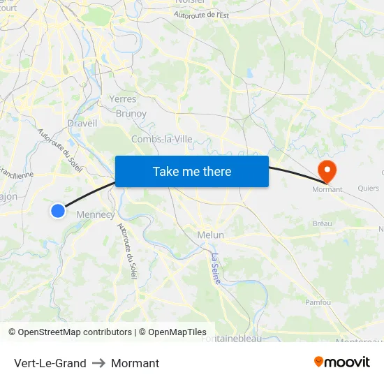 Vert-Le-Grand to Mormant map