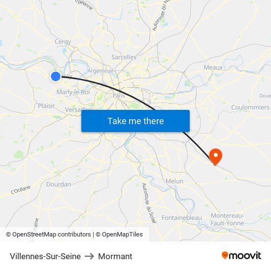 Villennes-Sur-Seine to Mormant map