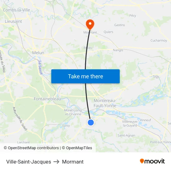 Ville-Saint-Jacques to Mormant map