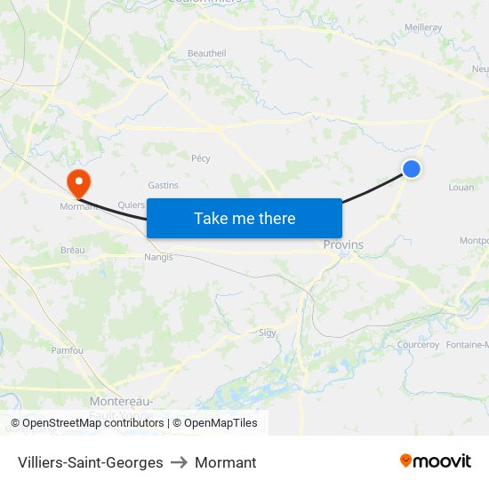 Villiers-Saint-Georges to Mormant map