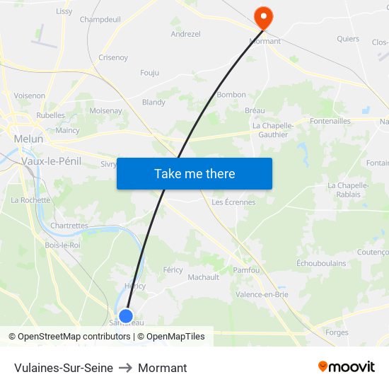 Vulaines-Sur-Seine to Mormant map
