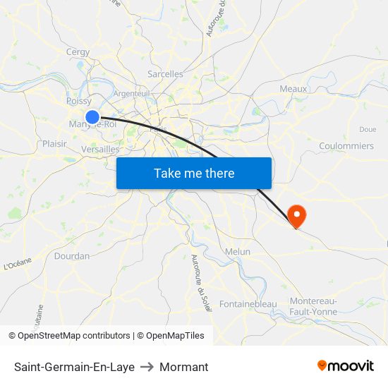 Saint-Germain-En-Laye to Mormant map