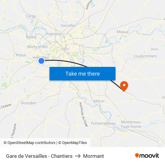 Gare de Versailles - Chantiers to Mormant map