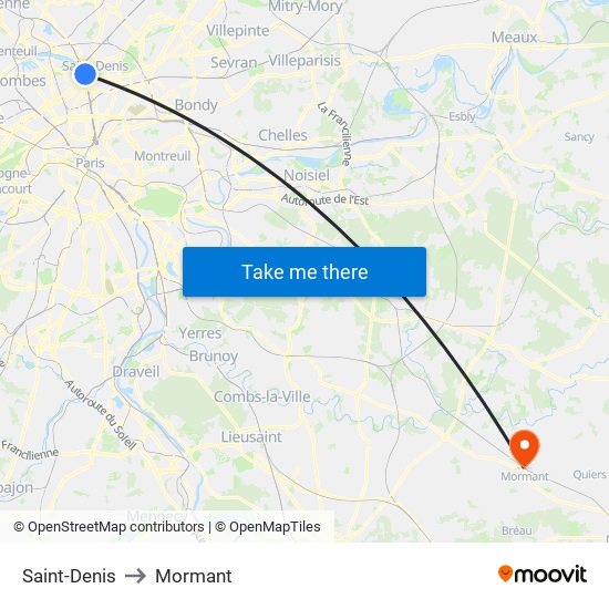 Saint-Denis to Mormant map